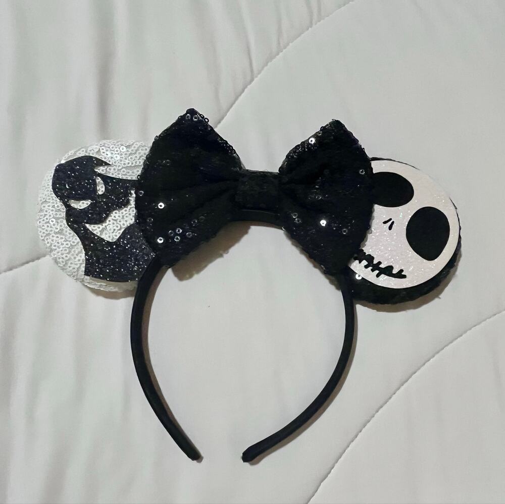 Disney Nightmare Before Christmas Jack Skellington Oogie Ears Sequin Halloween